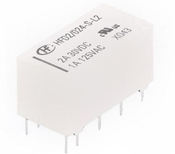 HFD2/024-S-L2, Реле бистабильное 2 катушки 2 переключ. 24VDC, 3A/250VAC DPDT