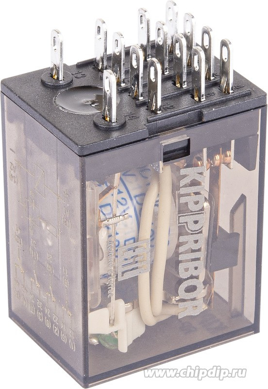 RP-402.DL, Реле 4 пер. 12VDC, 5A/ 250VAC со светодиодом