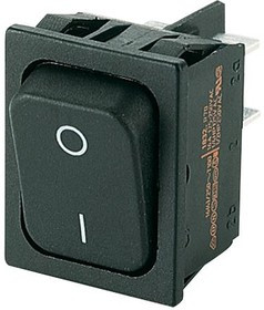 01832.3602-02, Клавишный переключатель, Вкл.-Выкл., DPST, Без Подсветки, Панель, Черный, 1830