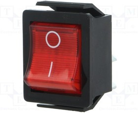 AE-C1353VQNAM, ROCKER; DPST; Pos: 2; ON-OFF; 16A/250VAC; red; neon lamp; 250V; 1350
