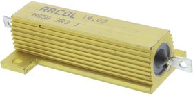 HS50 3R3 J, Резистор, с осевыми выводами, 3.3 Ом, Серия HS, 50 Вт, ± 5%, Лепесток для Пайки, 1.25 кВ