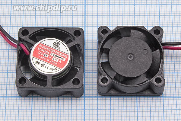 Вентилятор постоянного тока 12 Вольт, 25x25x10мм, подшипник скольжения, 10000 об/мин, YM1202PFS1 [Y-Y2510H12B]; Q-ВН318 вент 25x25x10\ 12В\