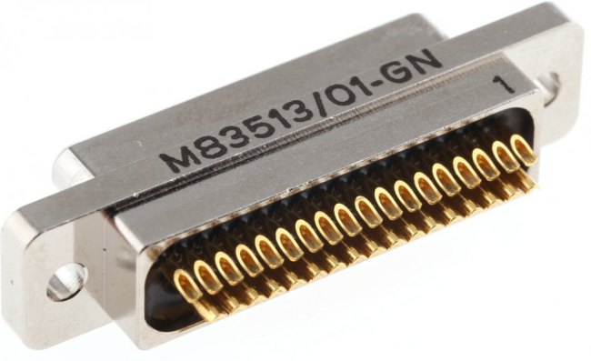 M83513/01-GN, Conn Micro-D PIN 51 POS 1.27mm Solder Cup ST Panel Mount 51 Terminal 1 Port