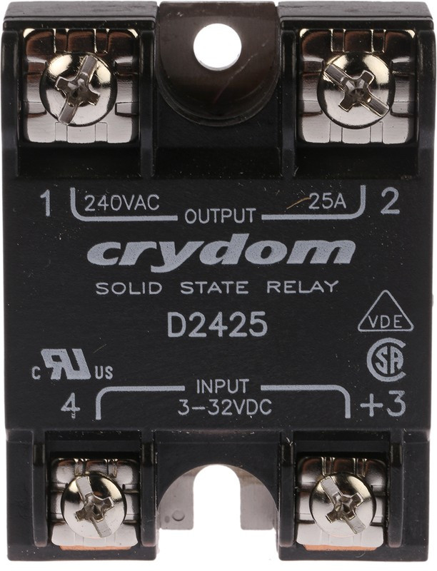 D2425, реле твердотельное 1 Form A (SPST-NO) 3 VDC to 32 VDC 25А/240VAC