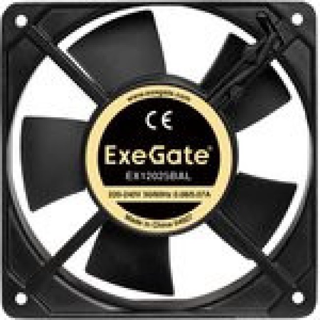 Вентилятор 220В ExeGate EX12025BAL (120x120x25 мм, 2-Ball (двойной шарикоподшипник, алюминиевый корп Вентилятор 220В ExeGate EX12025BAL (120x120x25 мм, 2-Ball (двойной шарикоподшипник, алюминиевый корп