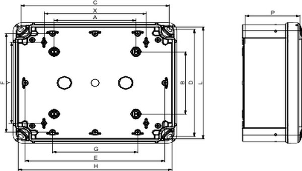 NSYTBS16128, Корпус универсальный, Х 121мм, Y 164мм, Z 87мм, ABS, серый, IP66 NSYTBS16128, Корпус универсальный, Х 121мм, Y 164мм, Z 87мм, ABS, серый, IP66