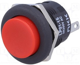 LP0115CCKW01C, Pushbutton Switches SPDT ON-(ON) 3A RED BUSHING MOUNT