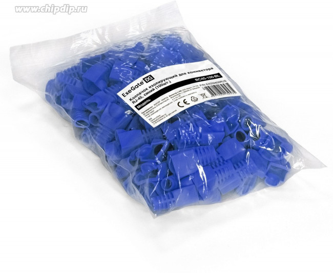 EX292850RUS, Колпачок ExeGate BC45-100-BL изолирующий для коннектора RJ-45, синий (100шт)