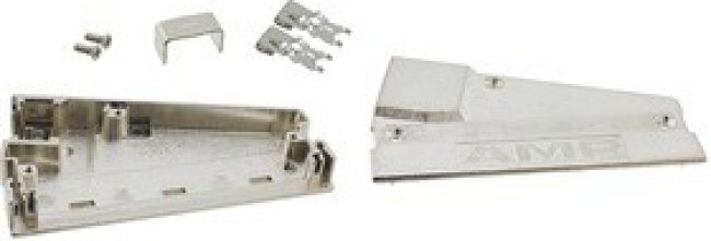 5749206-1, AMPLIMITE .050 Series Zinc Right Angle D Sub Backshell, 100 Way, Strain Relief 5749206-1, AMPLIMITE .050 Series Zinc Right Angle D Sub Backshell, 100 Way, Strain Relief