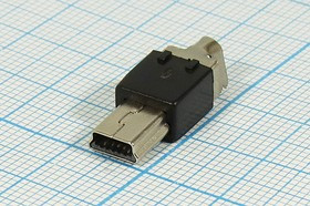 Разъем miniUSB M-SP5P5C вилка, тип B, контакты 5P, монтаж на кабель, M-SP5P5C