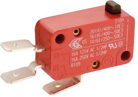 01005.2801-01, Микропереключатель, Миниатюрный, Контактный Плунжер, SPST-NO, Быстрое Соединение, 10 А