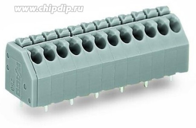 250-202, 2-конт.колодка для печ. плат, шаг 3,5 мм, наж. кнопка