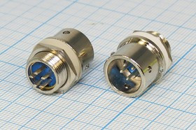 Разъем (быстроразъемный) XS12K5P-M вилка, контакты 5P, диаметр B12, монтаж на блок, XS12K5P-M