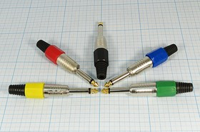 Штекер 6,3моно, 2C, на кабель красный, цанг хвост; №1191 штек 6,3моно\2C\каб кр\цанг хвост\\