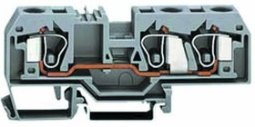 284-681, 3-пров. проходная клемма, 0,2 - 10 мм2, серая