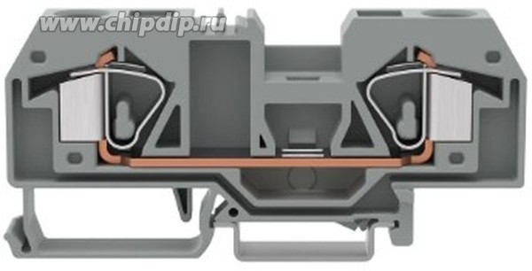 284-681, 3-пров. проходная клемма, 0,2 - 10 мм2, серая