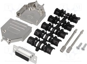 DTZK15-HDS-K, Разъем D-Sub HD; PIN: 26; вилка; "мама"; пайка; на провод; черный