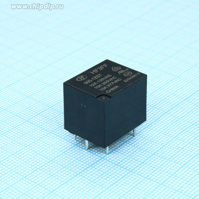 HF3FF/005-1ZST, Реле: электромагнитное, SPDT, Uобмотки: 5ВDC, 10A/277ВAC, 10А