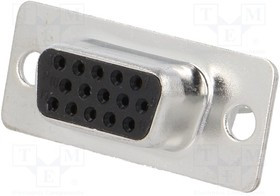 HDS-15-F-T-B-S, Разъем D-Sub HD; PIN: 15; вилка; "мама"; на провод