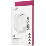 Блок питания (сетевой адаптер) VIXION H2c 2xUSB QC 3.0, 2.4A с кабелем Type-C 1м (белый)