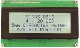 MC42005A6W-FPTLW3.3-V2, Буквенно-цифровой ЖКД, 20 x 4, Черный на Белом, 3.3В, Параллельный, Английский, Японский MC42005A6W-FPTLW3.3-V2, Буквенно-цифровой ЖКД, 20 x 4, Черный на Белом, 3.3В, Параллельный, Английский, Японский
