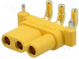 MR30PW-FB, Гнездо, питания DC, MR30, "мама", PIN: 3, на PCB, THT, Цвет: желтый