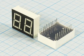 Светодиодный дисплей зеленый, 7 сегментов, 2 разряда, высота 14,2 мм, 6500 мкд, E20561-G-K-0-W; №581