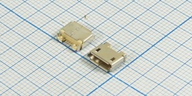 Разъем microUSB розетка, тип AB, контакты 5P, на плату, угловой, SMD, microUSB AB-5SA Разъем microUSB розетка, тип AB, контакты 5P, на плату, угловой, SMD, microUSB AB-5SA