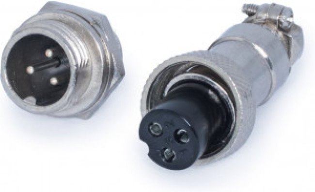 AC-M12-3, Разъем M12 3 контакта розетка на кабель, вилка на блок, тип GX12, комплект