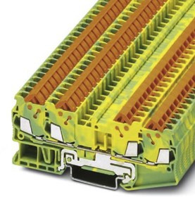 3205093, QTC 1.5-QUATTRO-PE Series Green/Yellow Earth Terminal Block, 0.25 1.5mm², Single-Level, Quick