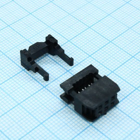 KLS1-204-06-B, (IDC-06, IDC-06F), IDC разъем, розетка на плоский шлейф 6pin(2x3), шаг 2.54мм