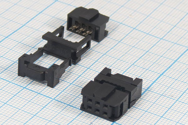 KLS1-204-06-B, (IDC-06, IDC-06F), IDC разъем, розетка на плоский шлейф 6pin(2x3), шаг 2.54мм