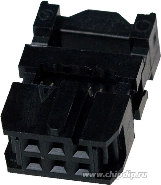 KLS1-204-06-B, (IDC-06, IDC-06F), IDC разъем, розетка на плоский шлейф 6pin(2x3), шаг 2.54мм