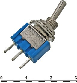 MTS-102-A2 on-on, Микротумблер MTS-102-A2, ON-ON, SPDT, 3 А, 250 В, 20 мОм, установочное отверстие 6 мм, 3 контакта