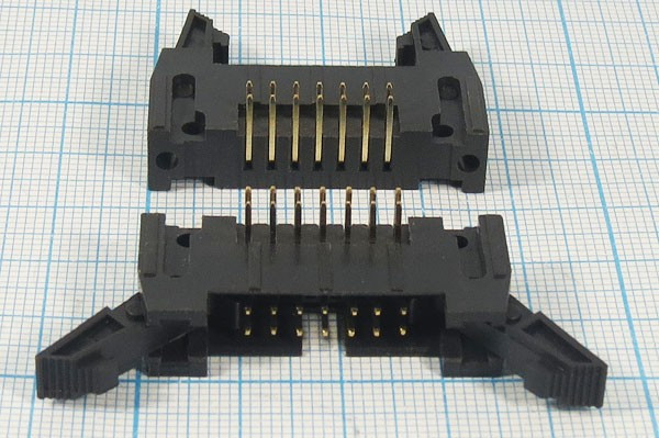 Разъем (IDC) IDCC-14MR вилка, шаг P2.54x2.54, контакты 14P, на плату, угловой, IDCC-14MR