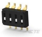 EDS04SGRSTR04Q, Switch DIP OFF ON SPST 4 Recessed Slide 0.025A 24VDC Gull Wing 2000Cycles 2.54mm SMD T/R