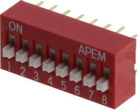 NDS08V, DIP SW, SPST, 0.025, 24VDC, TH