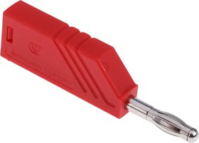 934100101-, Red Male Banana Plug, 4 mm Connector, Screw Termination, 16A, 60V dc, Nickel Plating