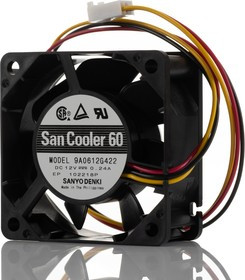 9A0612G422, Axial Fan, 12 V dc, DC Operation, 27.6cfm, 2.88W, 240mA Max, 60 x 60 x 25mm 9A0612G422, Axial Fan, 12 V dc, DC Operation, 27.6cfm, 2.88W, 240mA Max, 60 x 60 x 25mm