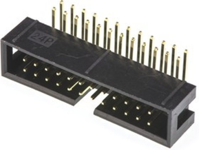 T821124A1R100CEU, T821 Series Right Angle Through Hole PCB Header, 24 Contact(s), 2.54mm Pitch, 2 Row(s), Shrouded