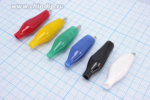 WD025/G, Зажим "крокодил" с изолятором, 5А, L27.5мм, зеленый; Q-15736G зажим "крокодил" L 27,5x23,5x2,5\ 5А\обж\\изол зел