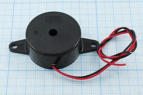 Зуммер пьезоэлектрический с генератором, размер 30x14m52, напряжение 3~20В, частота 3.5кГц, контакты