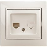 1-302-02 Intro Розетка телефонная RJ11, IP20, СУ, Plano, сл.кость | Б0027620 | Intro