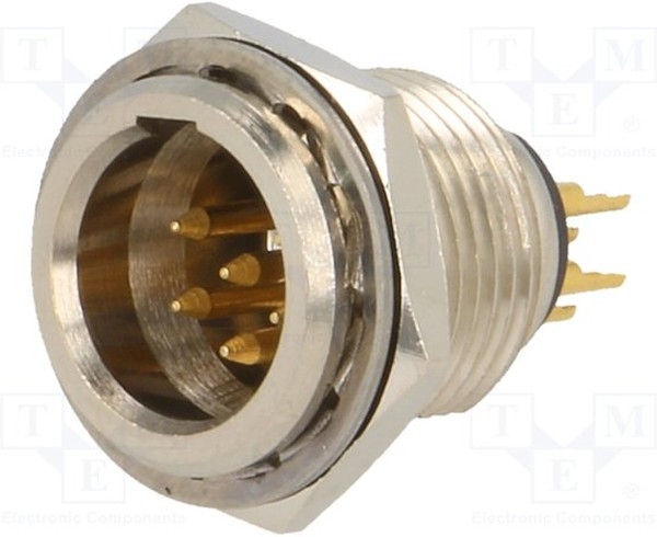 AG6MCC, Гнездо; XLR mini; "папа"; PIN: 6; пайка; 1,2А; 0,38мм2