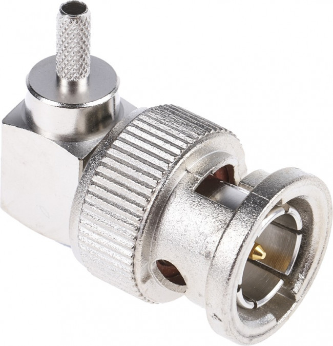 J01002A0027, 75 Right Angle Cable Mount, BNC Connector, Plug, RG179 B/U J01002A0027, 75 Right Angle Cable Mount, BNC Connector, Plug, RG179 B/U