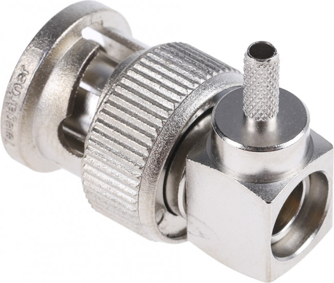 J01002A0027, 75 Right Angle Cable Mount, BNC Connector, Plug, RG179 B/U J01002A0027, 75 Right Angle Cable Mount, BNC Connector, Plug, RG179 B/U