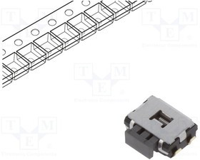 EVQPUB02K, Микропереключатель TACT, SPST, Пол: 2, 0,05A/12ВDC, SMT, нет, 2,2Н
