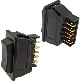 ASW-01 черный, Клавишный переключатель автомобильный ASW-01, ON-ON, DPDT, 20 А, 30 В, 50 мОм, чёрный