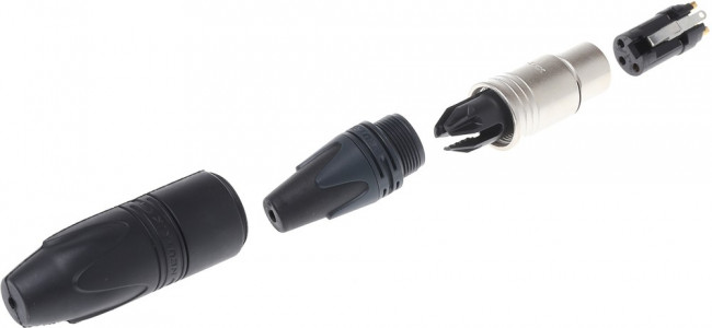 NC3FXX-HD-D, XLR Connectors Cable end XX-HD series 3P Fem - nickel/gold w/rubber jacket. IP67 (RCX3F-Z-002-0)
