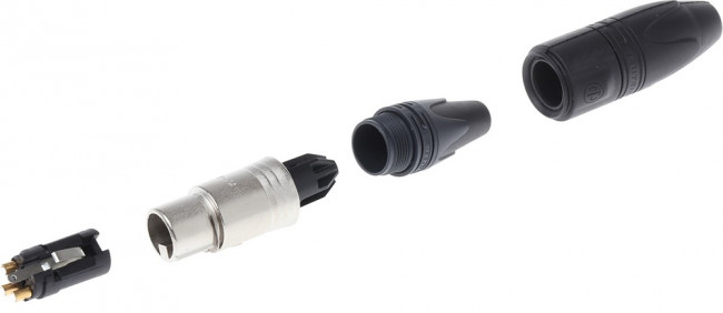 NC3FXX-HD-D, XLR Connectors Cable end XX-HD series 3P Fem - nickel/gold w/rubber jacket. IP67 (RCX3F-Z-002-0)